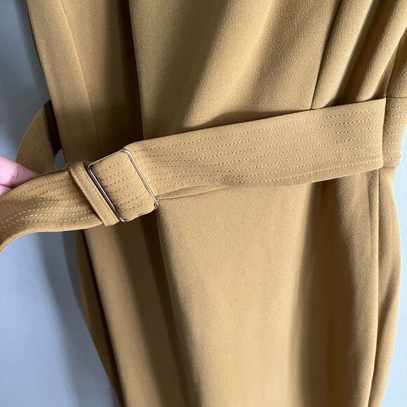 Calvin Klein Camel Sheath Dress Size 8 Belted Neutral Classic Workwear - Picture 5 of 9